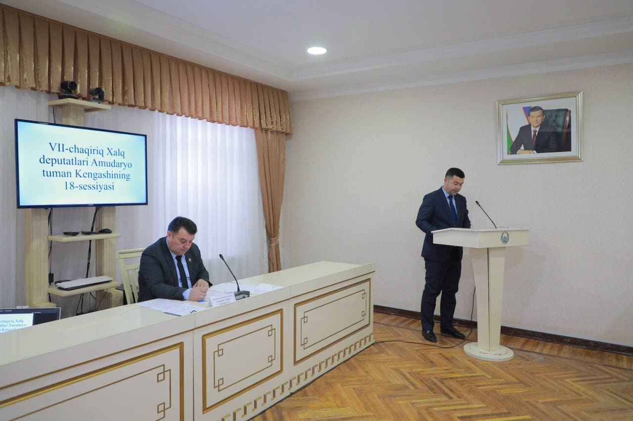Yettinchi chaqiriq Xalq deputatlari Аmudaryo tuman Kengashining 18-sessiyasi toʼgʼrisida axborot