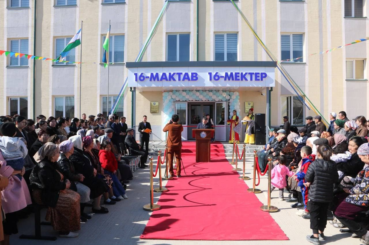 Qo‘ng‘irot tumanida yangi maktab foydalanishga topshirildi