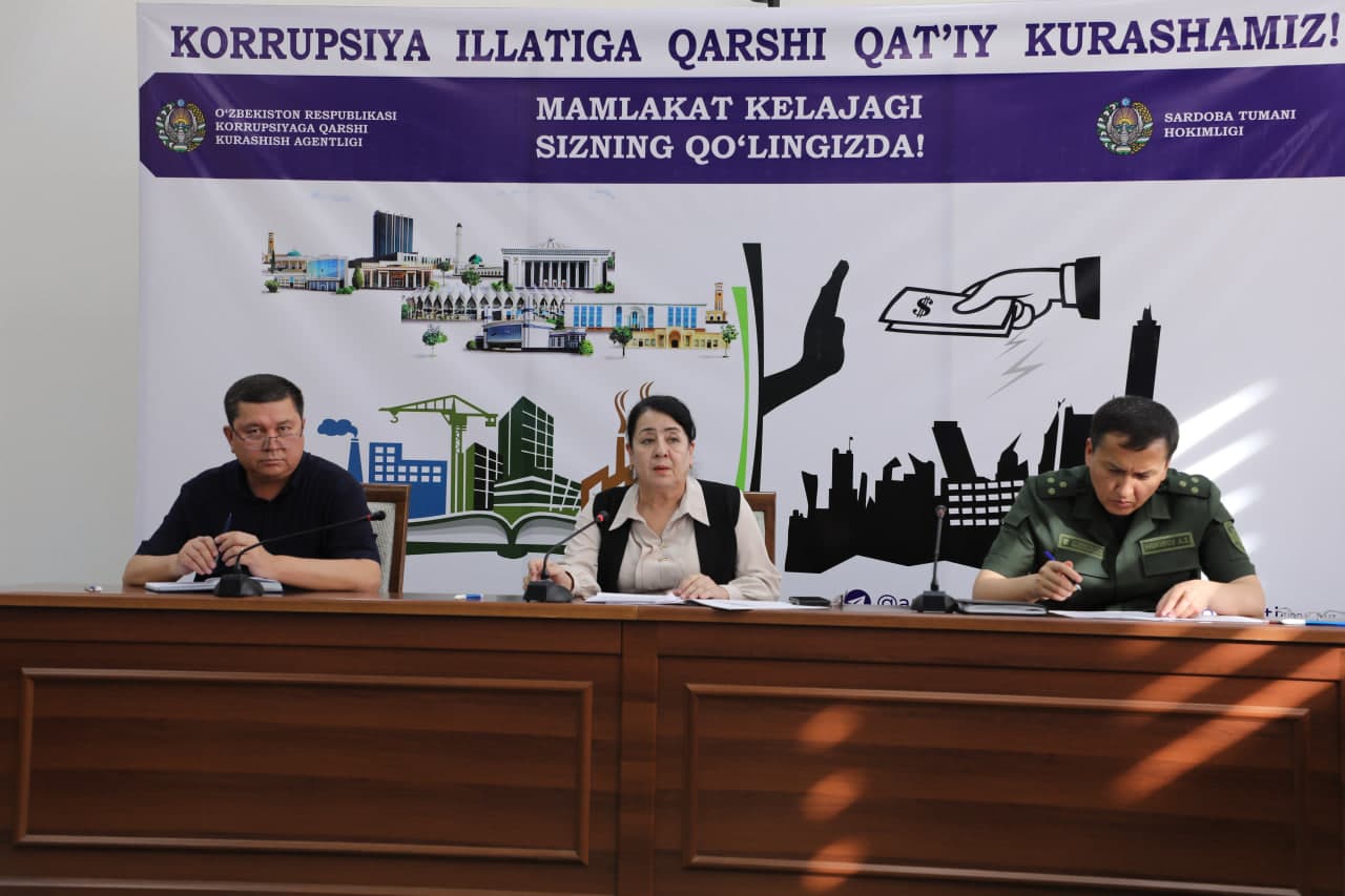 Sirdaryo viloyati Korrupsiyaga qarshi kurashish hududiy Kengashining navbatdagi sayyor yig‘ilishi Sardoba tumanida o‘tkazildi