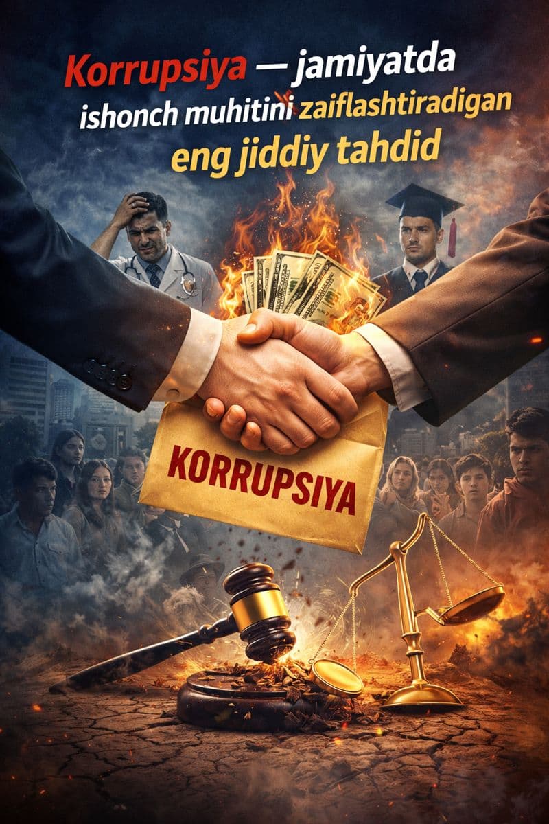 Korrupsiya — jamiyatda ishonch muhitini zaiflashtiradigan eng jiddiy tahdid