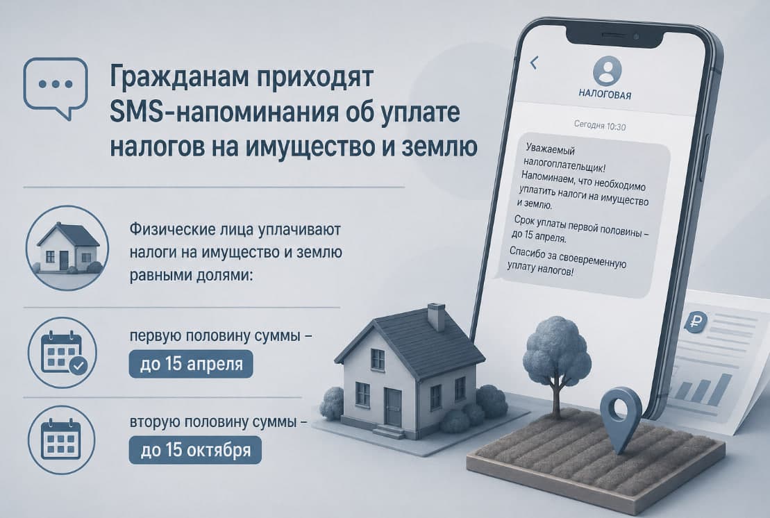 Гражданам приходят SMS-напоминания об уплате налогов на имущество и землю
