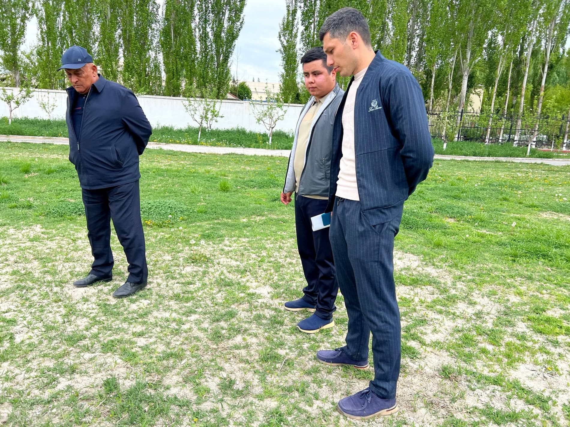 Football field of a sports school in Fergana district studied