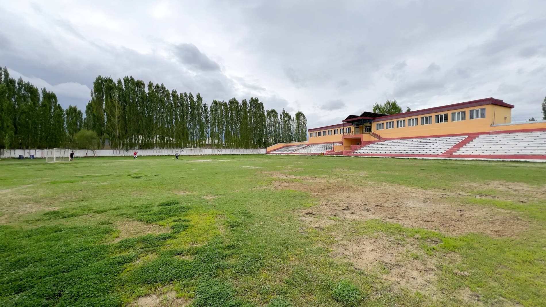 Football field of a sports school in Fergana district studied