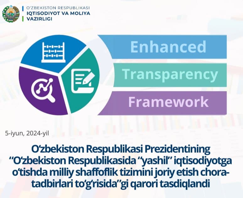 The Presidential decree of the Republic of Uzbekistan “On measures to introduce a national transparency system in the transition to a "green" economy in the Republic of Uzbekistan" has been approved