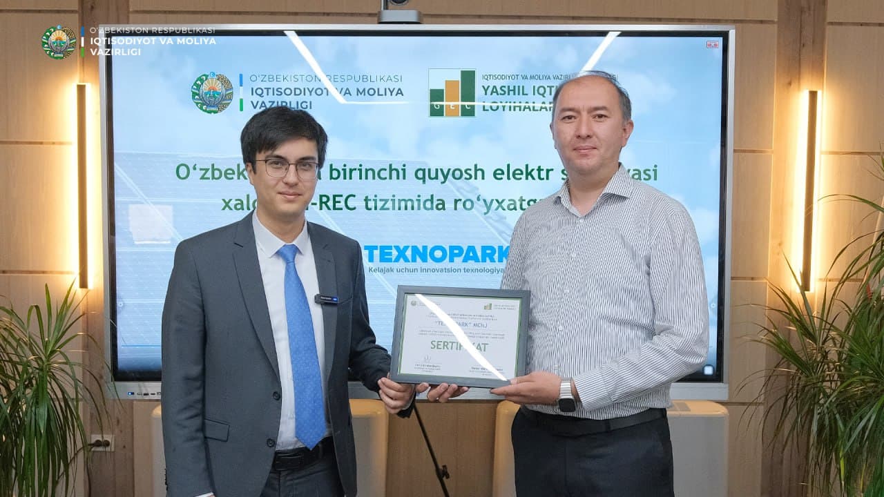 For the first time in Uzbekistan, a solar power plant has been registered in the International "Green Energy" Certification System