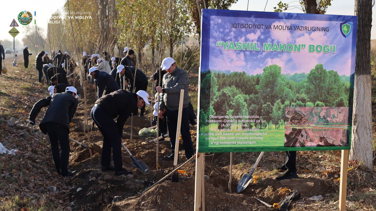 “Within the framework of the nationwide “Yashil Makon” initiative, employees of the Ministry of Economy and Finance carried out the next tree-planting campaign