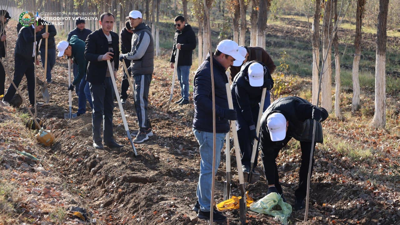 “Within the framework of the nationwide “Yashil Makon” initiative, employees of the Ministry of Economy and Finance carried out the next tree-planting campaign