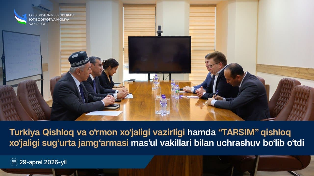 Turkiya Qishloq va o‘rmon xo‘jaligi vazirligi hamda “TARSIM” qishloq xo‘jaligi sug‘urta jamg‘armasi mas’ul vakillari bilan uchrashuv bo‘lib o‘tdi