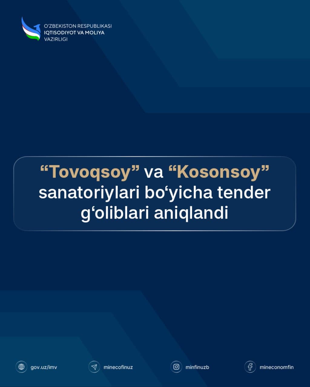 Tender Winners Announced for Tovoqsoy and Kosonsoy Sanatoriums