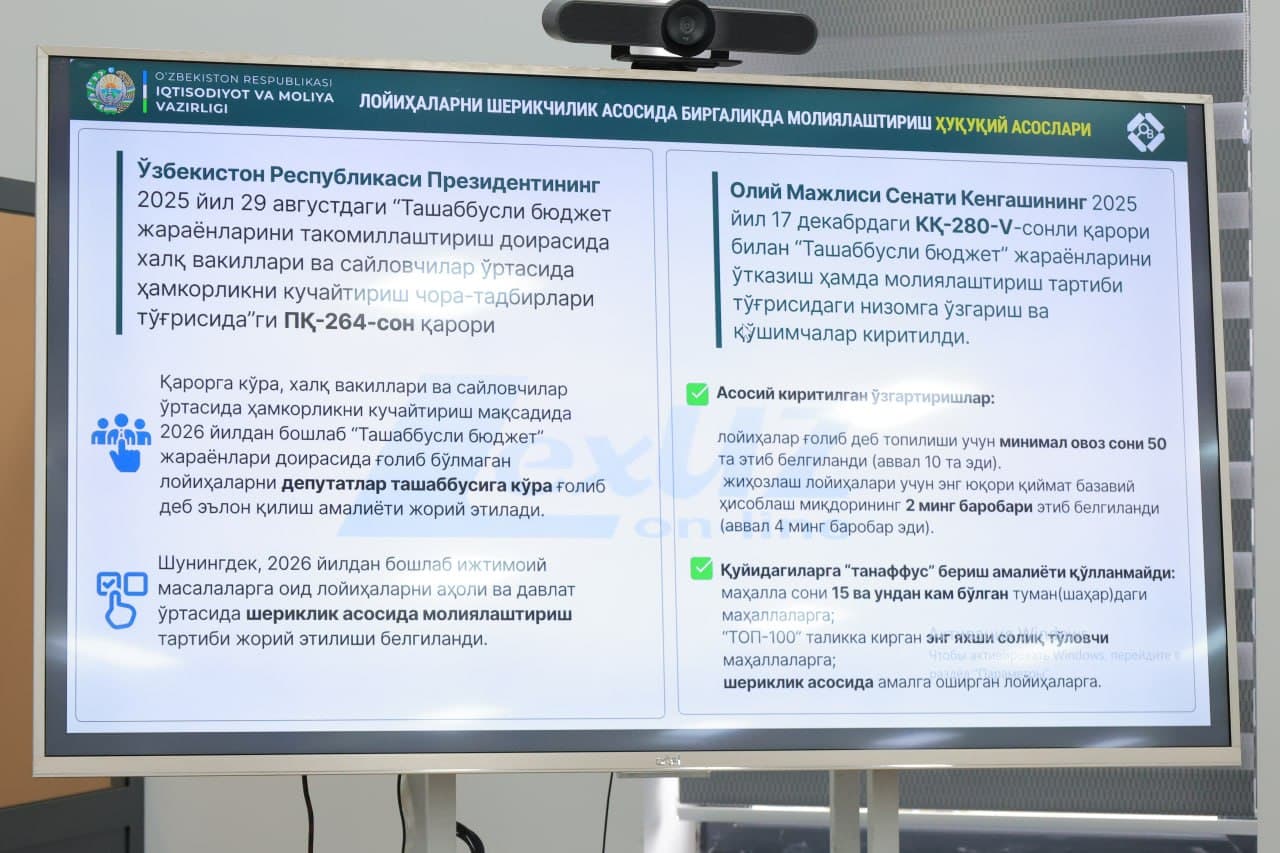“Tashabbusli budjet” jarayonlariga oid yangiliklar aholiga yetkazilmoqda