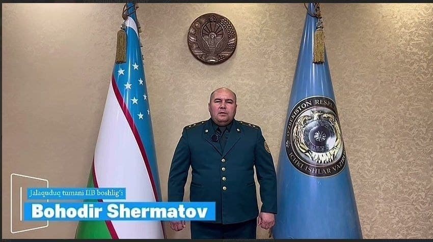 Jalaquduq tumani IIB boshlig‘i Shermatov Baxodirjon Abduqaxorovichning tuman aholisiga murojaati