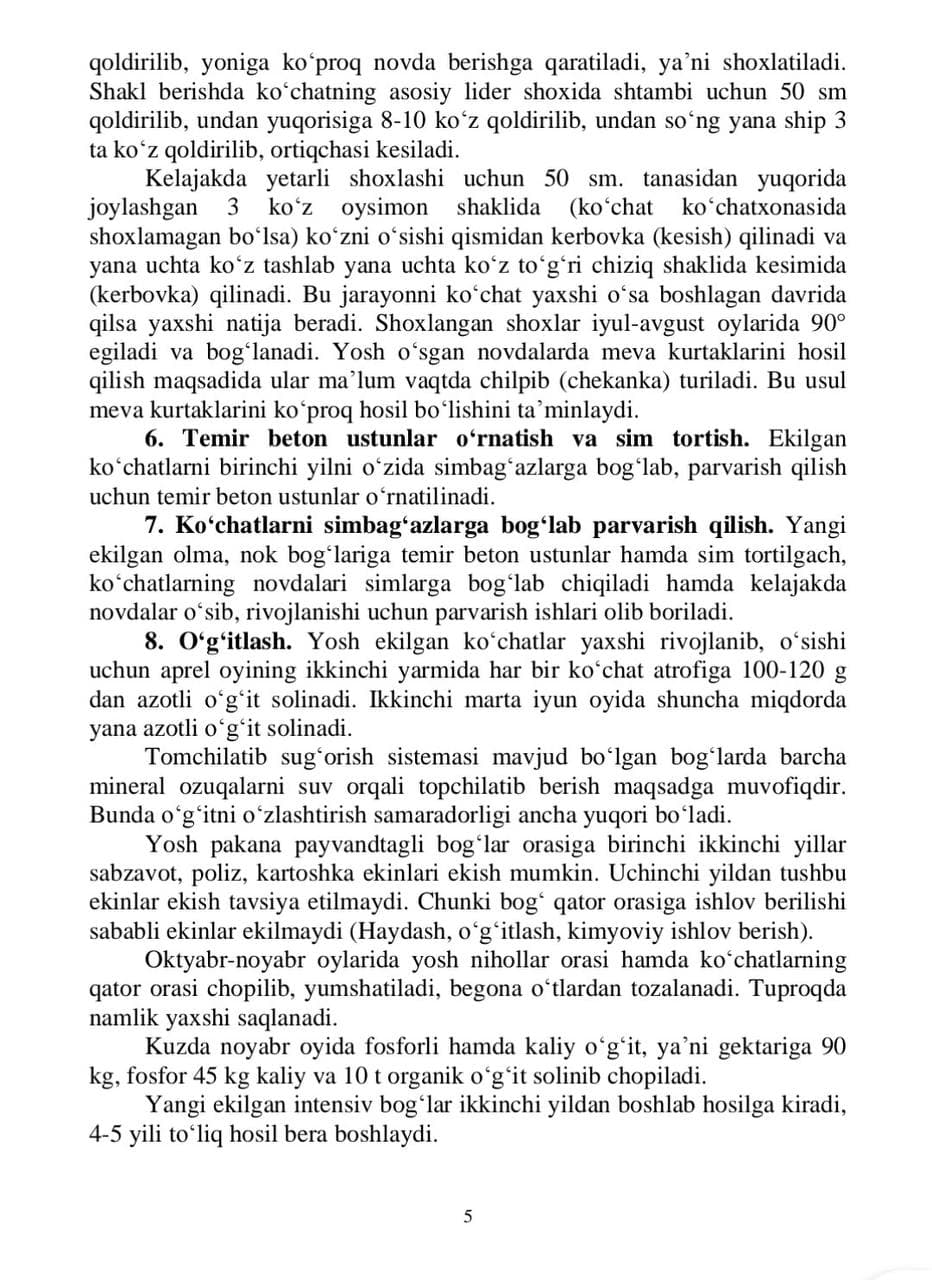 Andijon viloyatida bog‘ va tokzorlar barpo etish bo‘yicha tavsiyalar