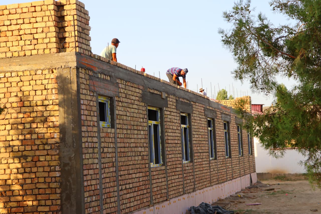 Construction work is underway at educational institutions in Saikhunabad district