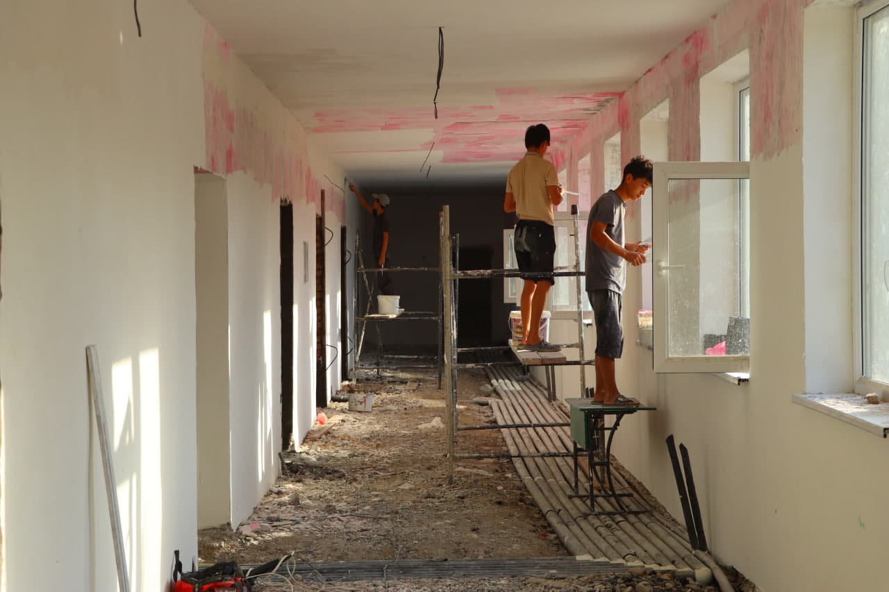 Construction work is underway at educational institutions in Saikhunabad district