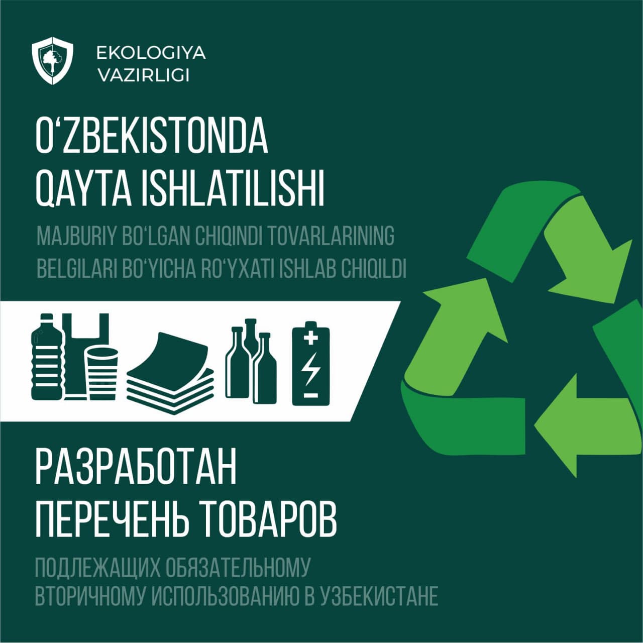 In Uzbekistan, a list of goods that must be recycled has been developed