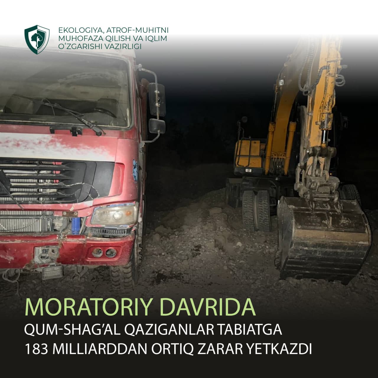 Moratoriy davrida qum-shag’al qaziganlar tabiatga 183 milliarddan ortiq zarar yetkazdi