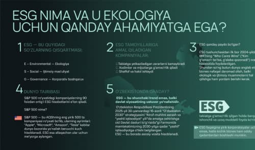 ESG nima va u ekologiya uchun qanday ahamiyatga ega?