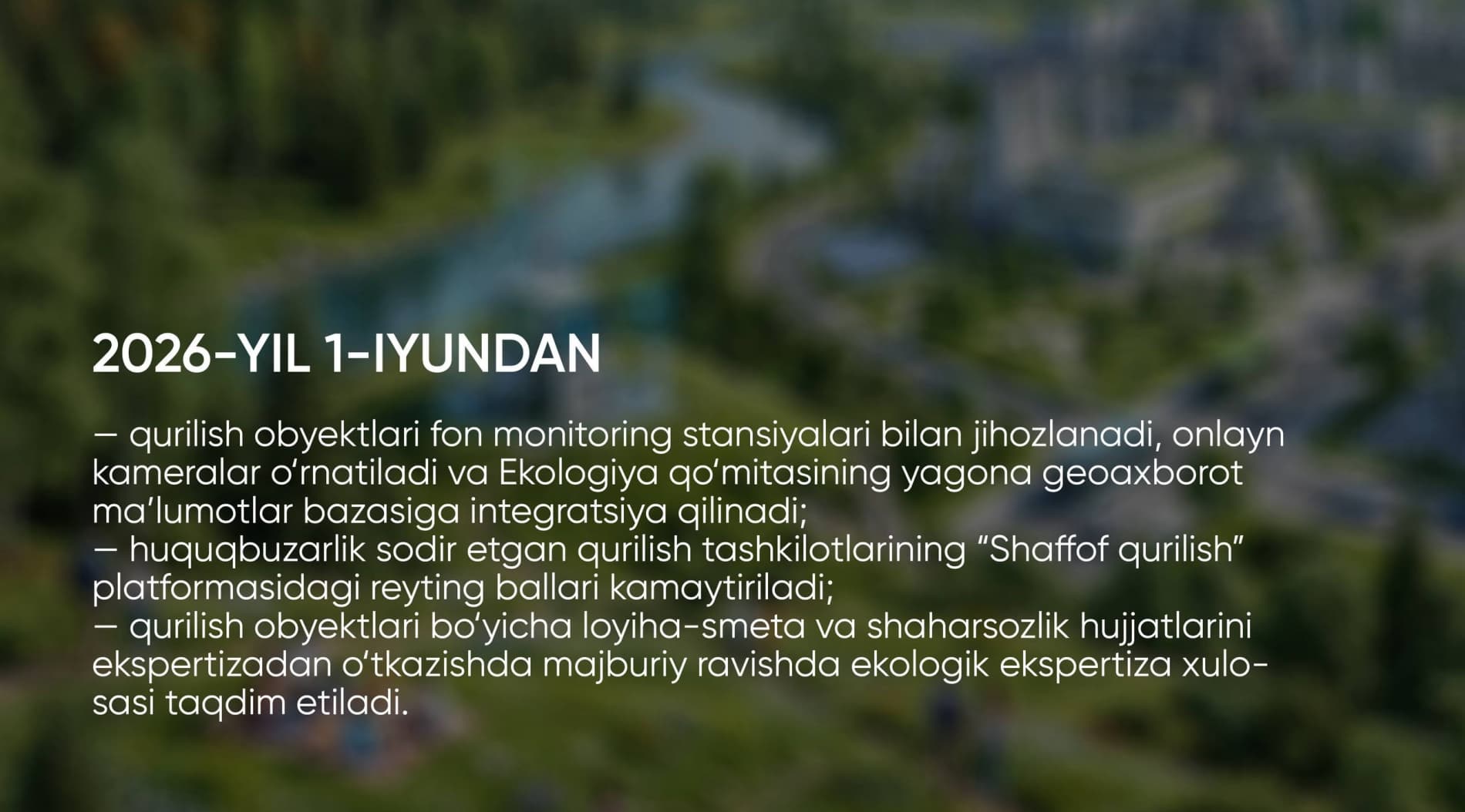 Atmosfera havosi sifatini yaxshilashga qaratilgan muhim vazifalar belgilandi