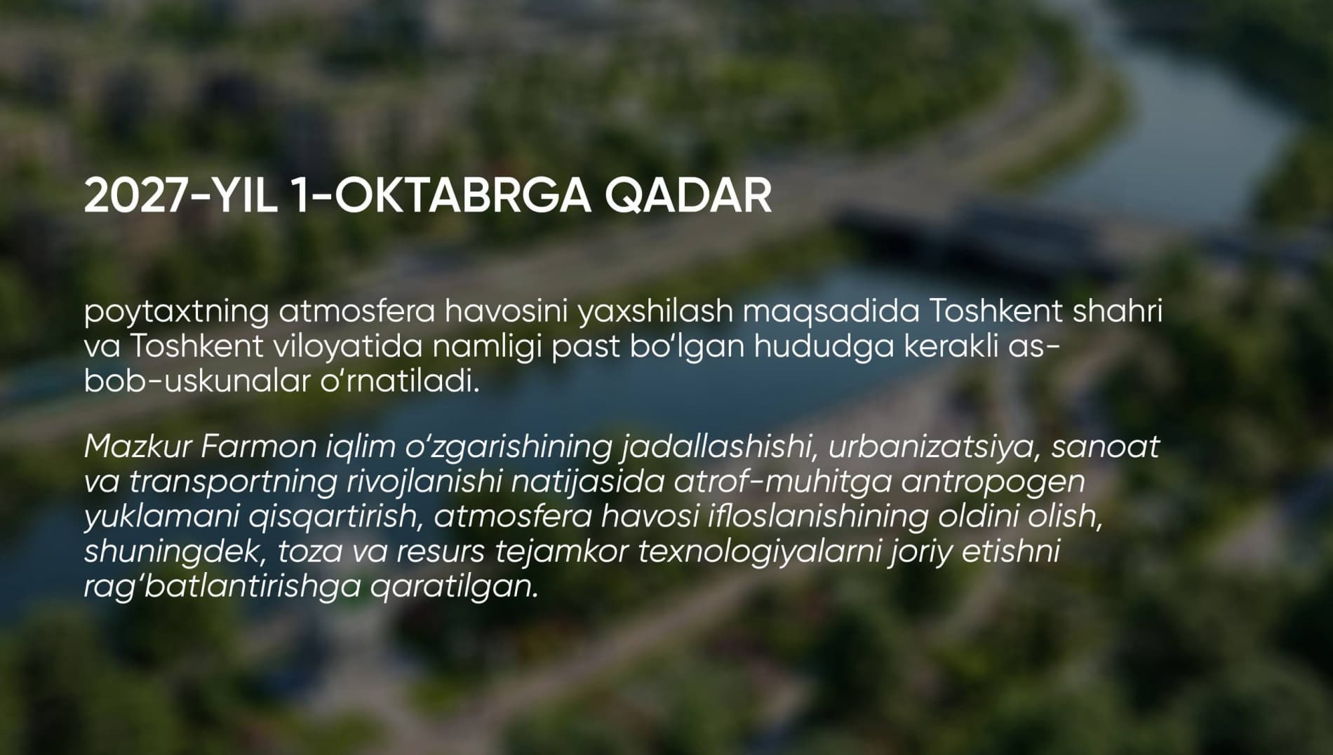 Atmosfera havosi sifatini yaxshilashga qaratilgan muhim vazifalar belgilandi