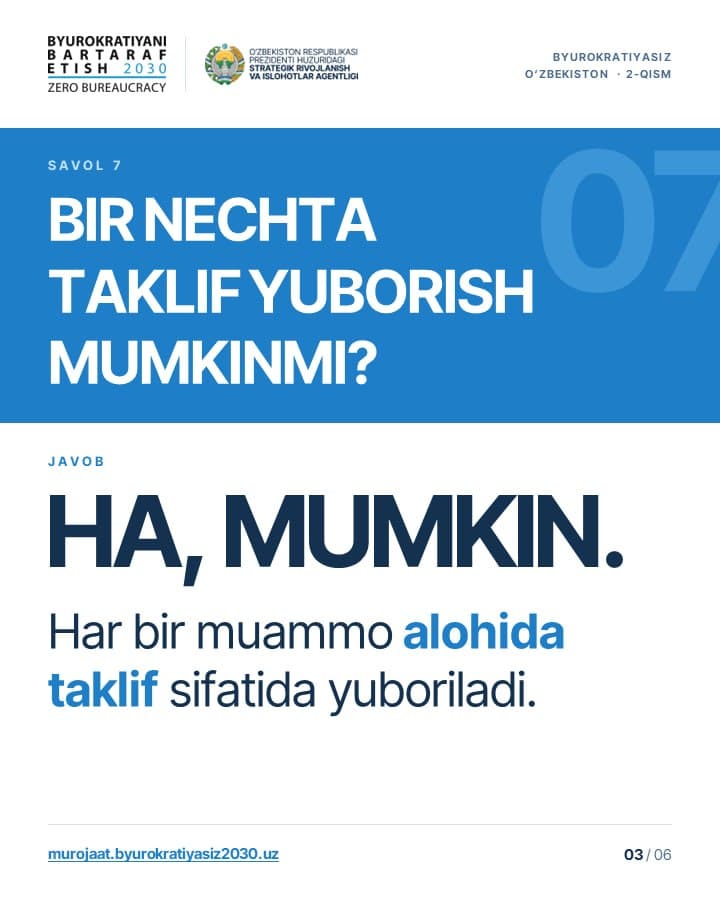 "Byurokratiyasiz O‘zbekiston" jamoatchilik tashabbusi davom etmoqda!