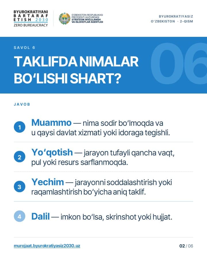 "Byurokratiyasiz O‘zbekiston" jamoatchilik tashabbusi davom etmoqda!