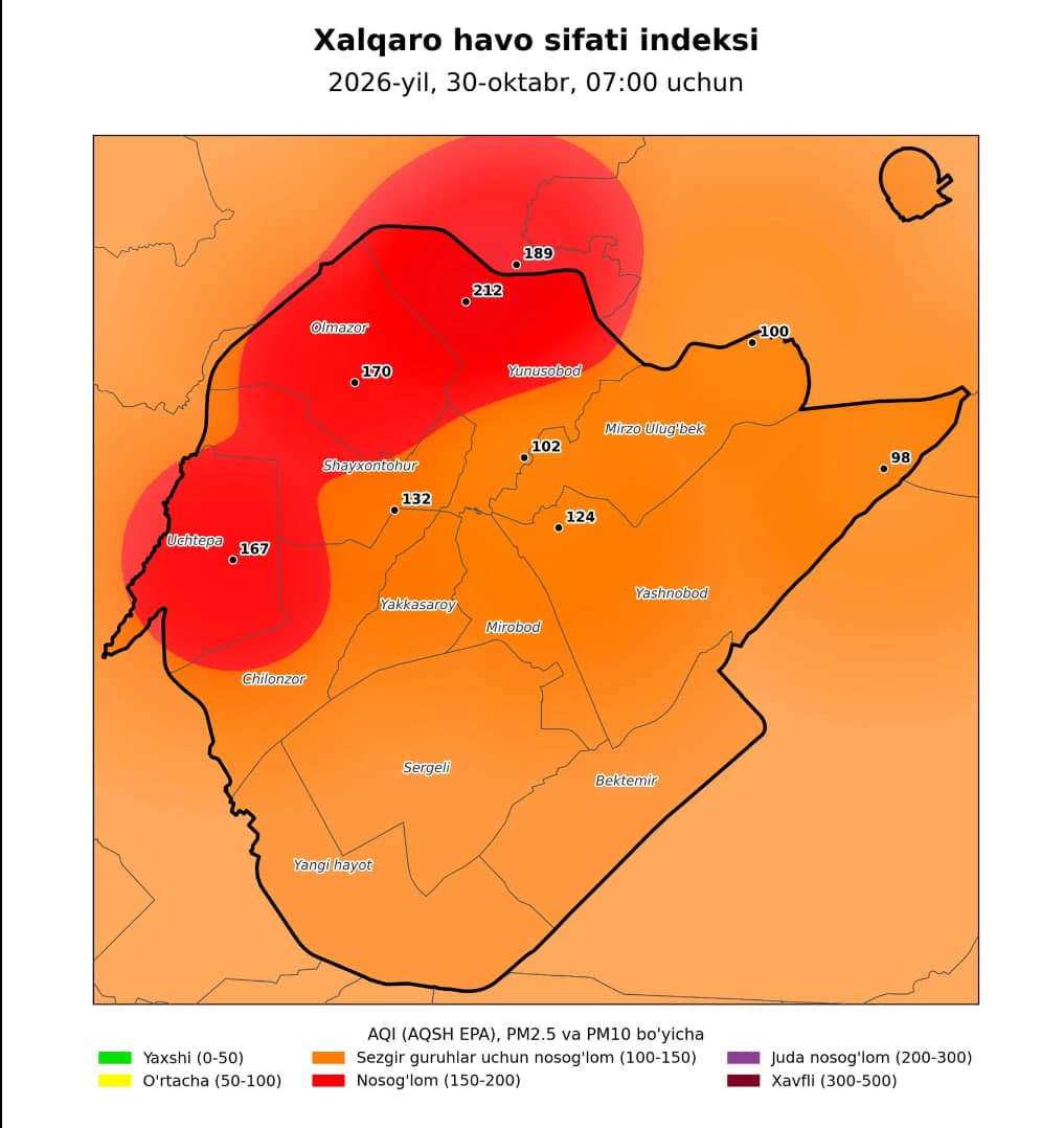 Toşkentda noqulay meteorologik şaroit davom etmoqda