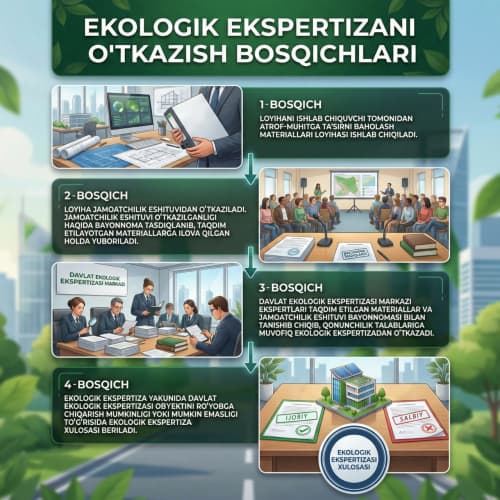 Davlat ekologik ekspertizasi va atrof-muhitga ta’sirni baholashni o‘tkazish bosqichlari