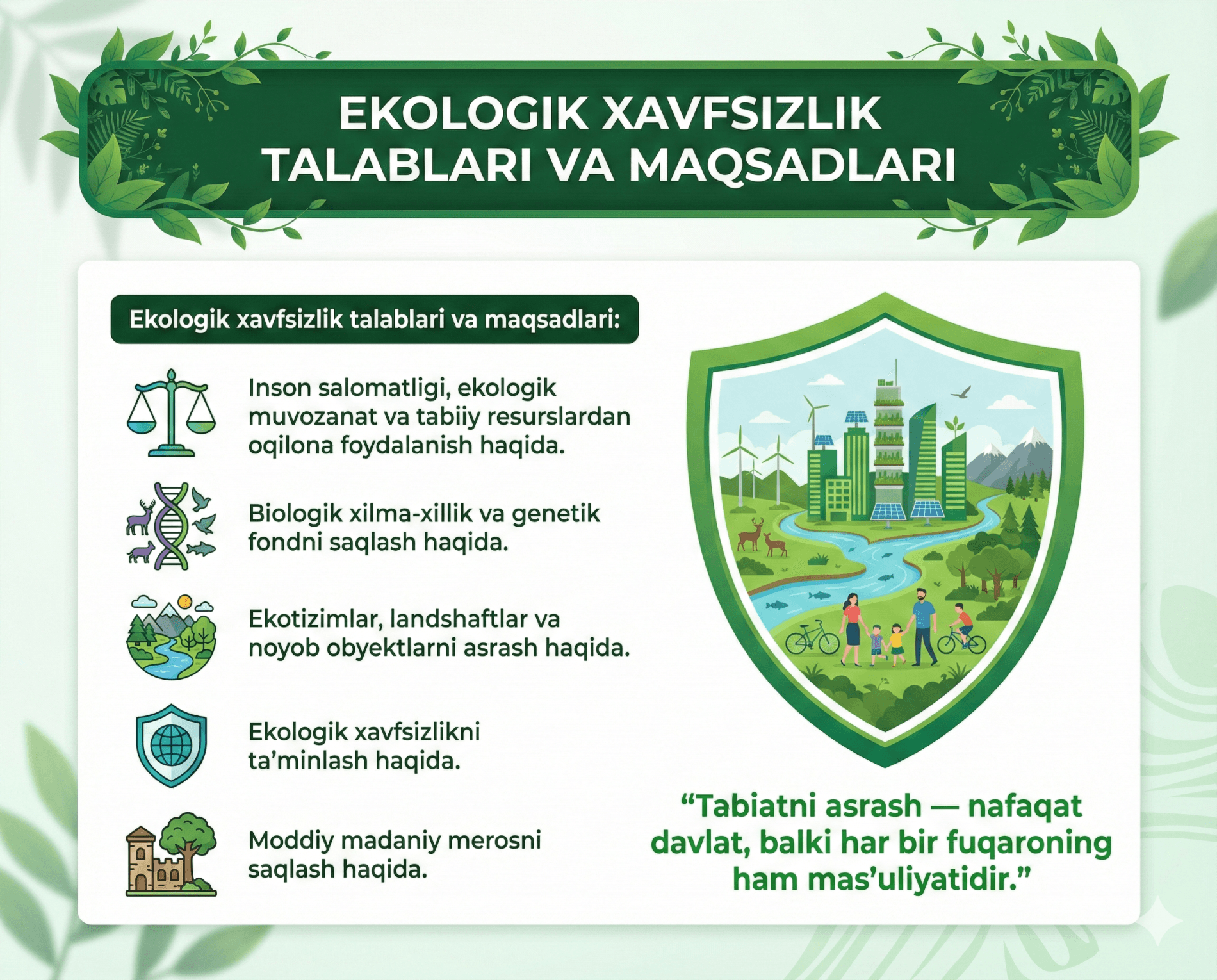 Ekologik xavfsizlik talablari nima?