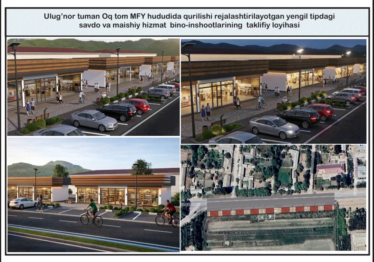 Ulug’nor tumani “Oq tom” mahallasida yangi savdo va xizmat ko‘rsatish markazlari barpo etiladi!