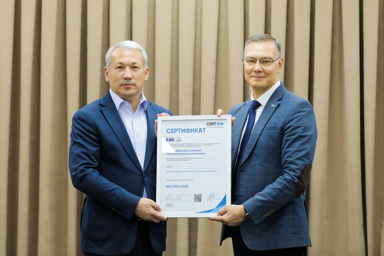 JSC “Uzbek Technological Metals Combine” receives 3 international ISO certificates