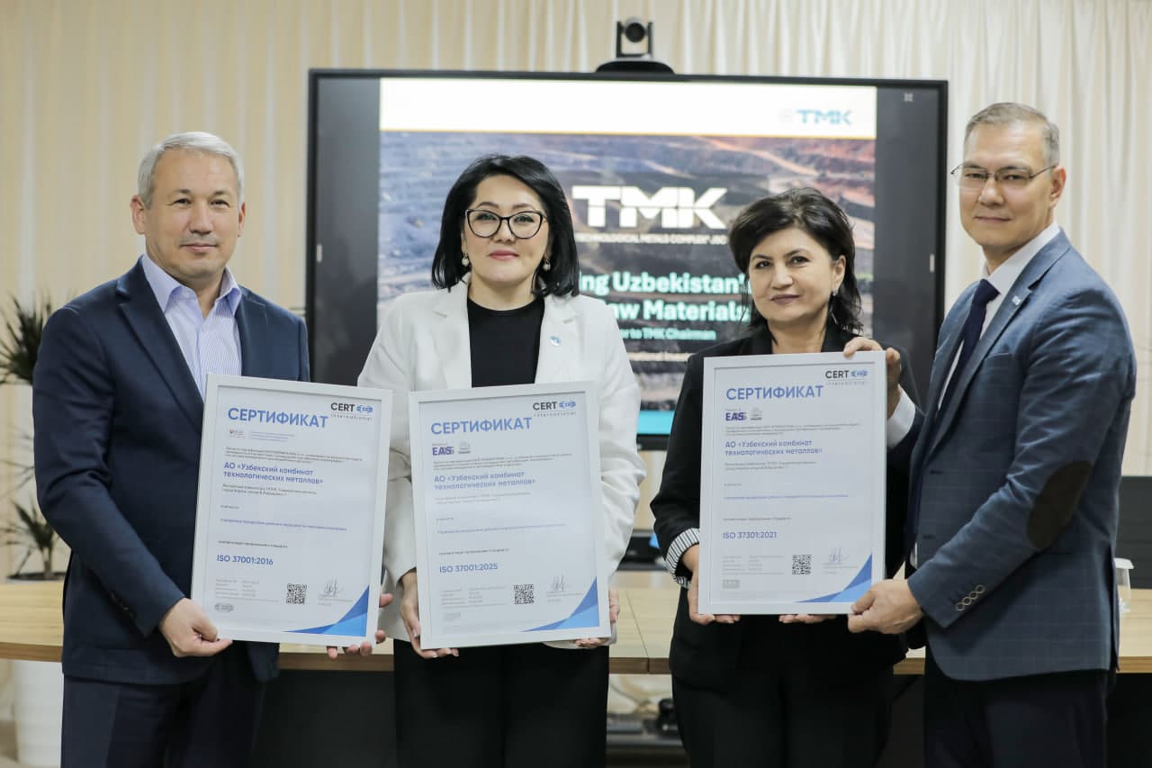 JSC “Uzbek Technological Metals Combine” receives 3 international ISO certificates