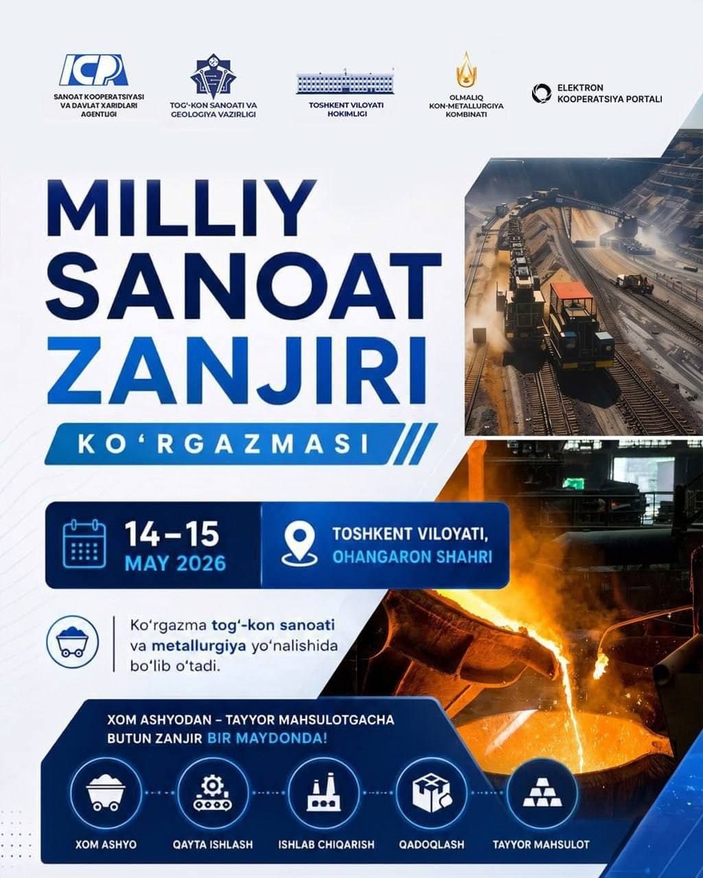 Ohangaron shahrida “Milliy sanoat zanjiri” ko‘rgazmasi o‘tkaziladi