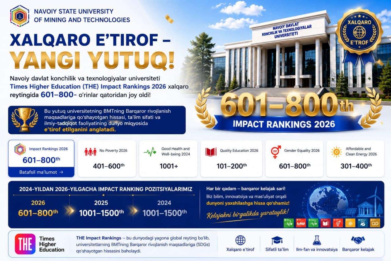 NDKTU Times Higher Education Sustainability Impact Ratings Top-1000 ga kirdi