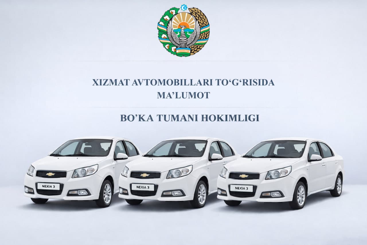 Tuman hokimligi tasarrufidagi xizmat avtomobillari to'g'risida ma'lumot