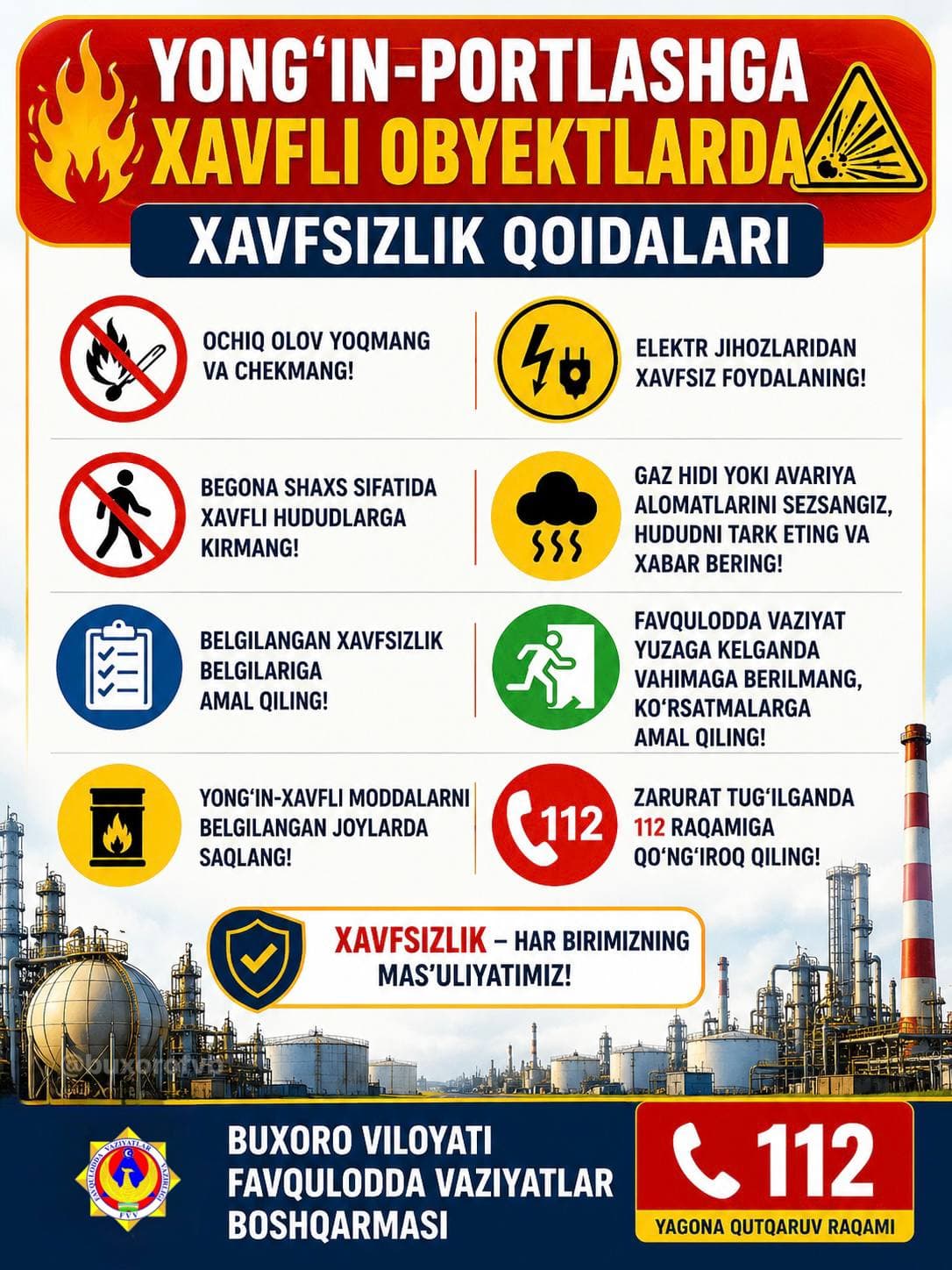 YONGʻIN-PORTLASHGA XAVFLI OBYEKTLARDA XAVFSIZLIK QOIDALARI