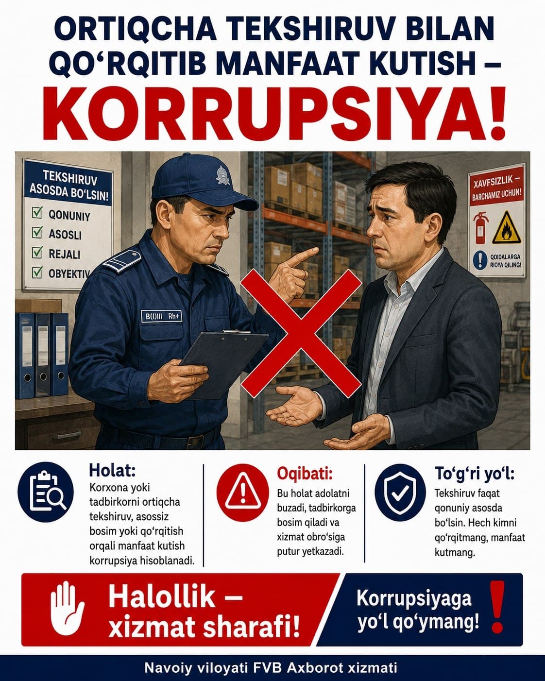 Korrupsiyaviy holatlarga aralashib kelajagingizni barbod qilmang!!!