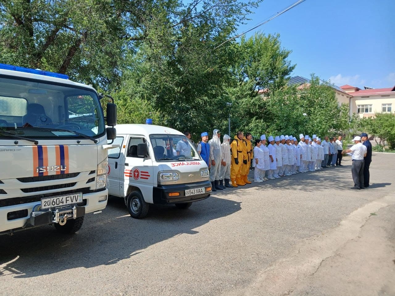 Sirdaryo viloyati FVB rahbarligida "Ionlashtiruvchi nurlanishning manbalari bilan bogliq avariyani bartaraf etishda FVDqT xizmatlari hamda masul tashkilotlarning harakatlari” mavzusida maxsus-taktik о‘quv mashqi о‘tkazildi.