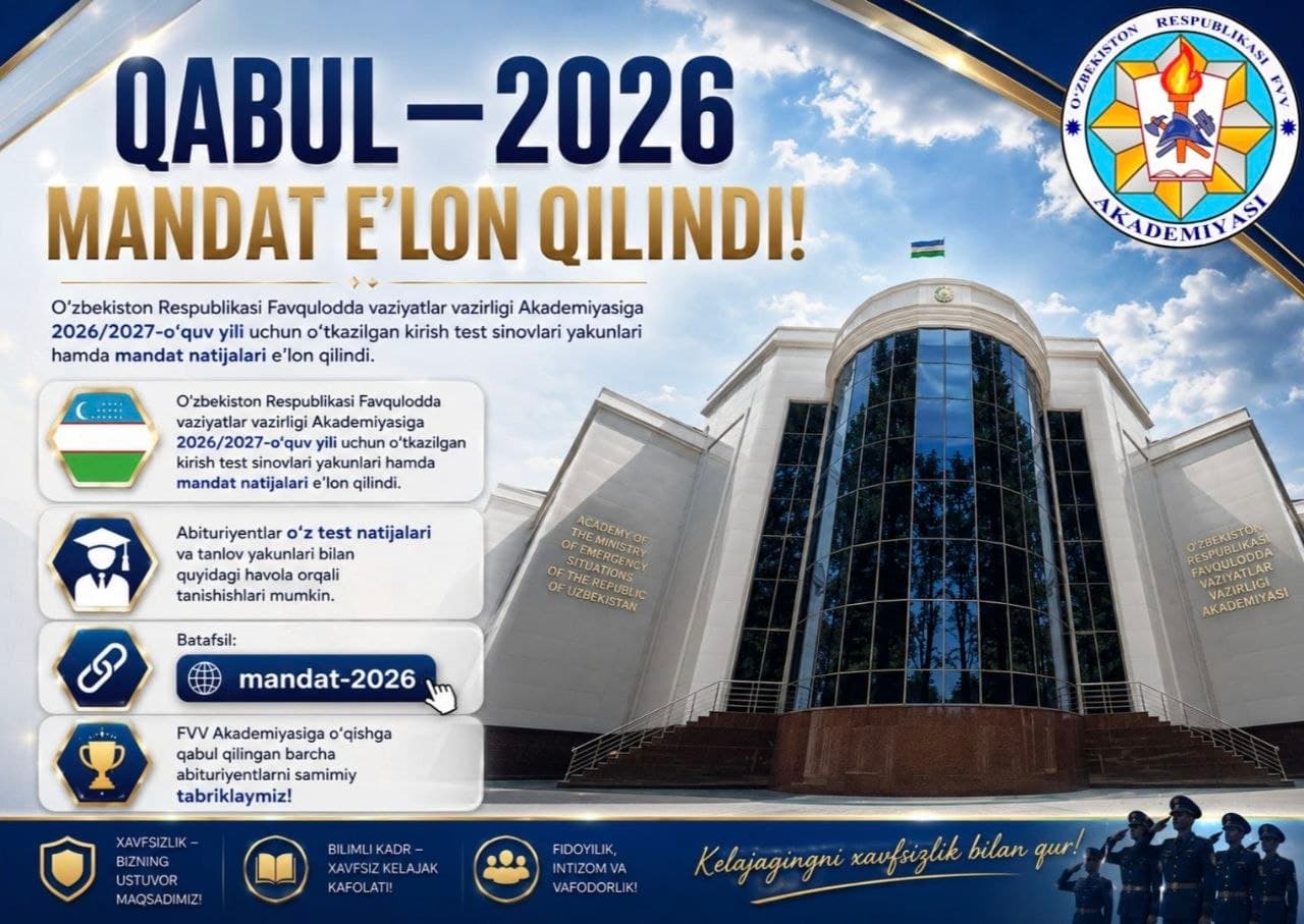 QABUL–2026 | MANDAT E'LON QILINDI