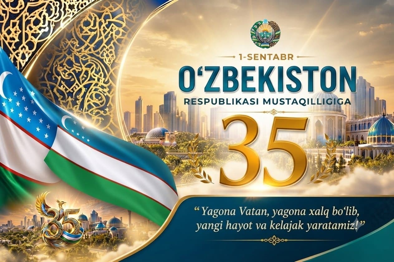 Ҳурматли Тошкент вилояти аҳолиси! Тошкент вилояти Камбағалликни қисқартириш ва бандлик бошқармаси барчангизни Ўзбекистон Республикаси Мустақиллигининг 35 йиллиги байрами билан самимий муборакбод этади!
