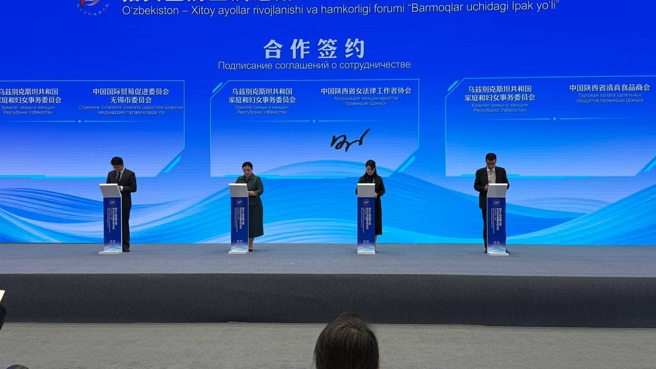 Hamkorlik memorandumlari imzolandi: O'zbekiston va Xitoy xotin-qizlari yangi sheriklik bosqichiga qadam qo'ydi