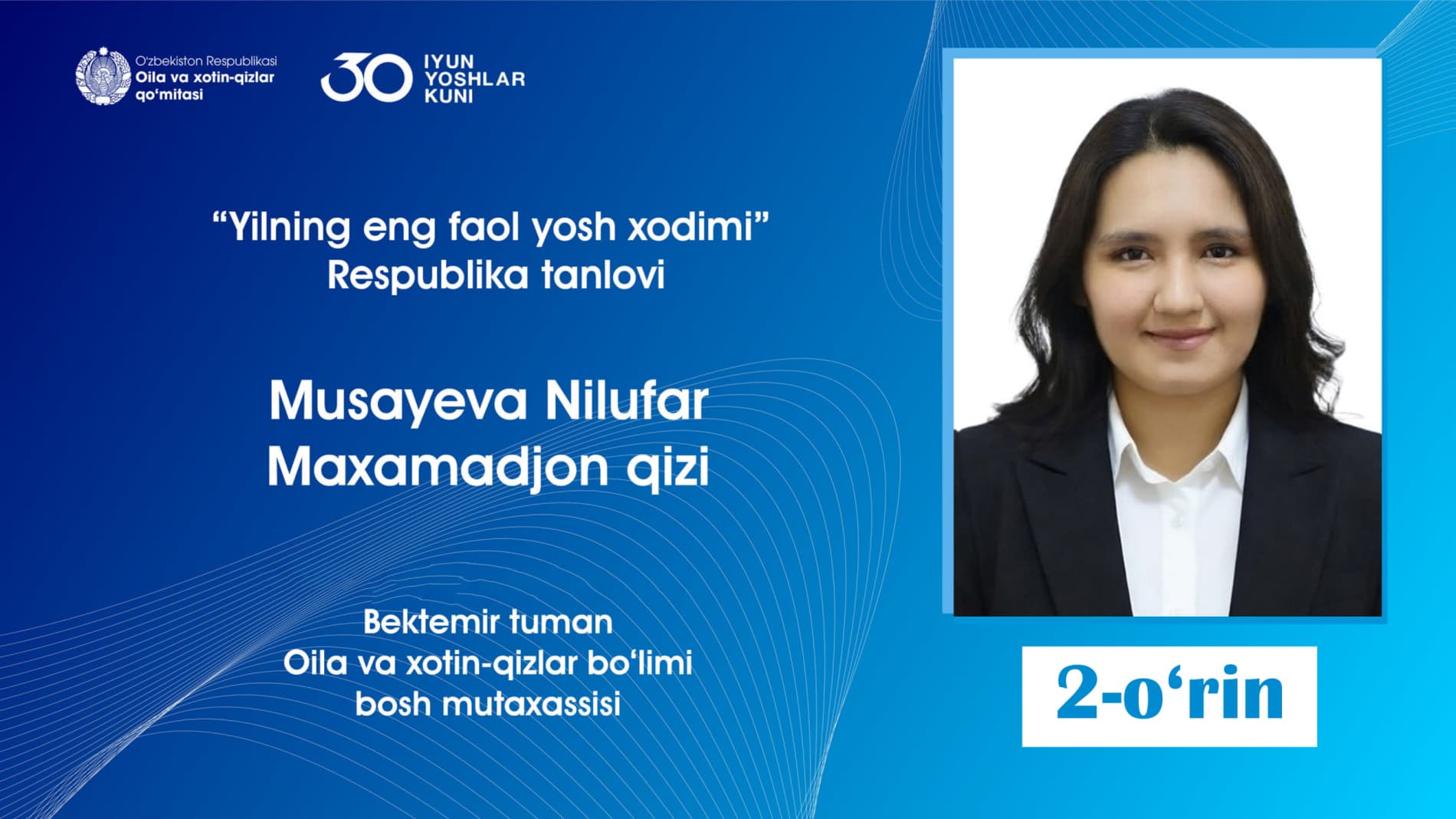 “Yilning eng faol yosh xodimi” Respublika tanlovi g‘oliblari aniqlandi