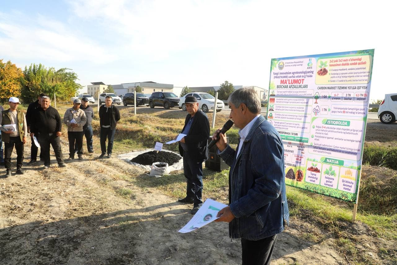 Buxoro tumani: “Biochar” — tuproq unumdorligini oshiruvchi istiqbolli texnologiya