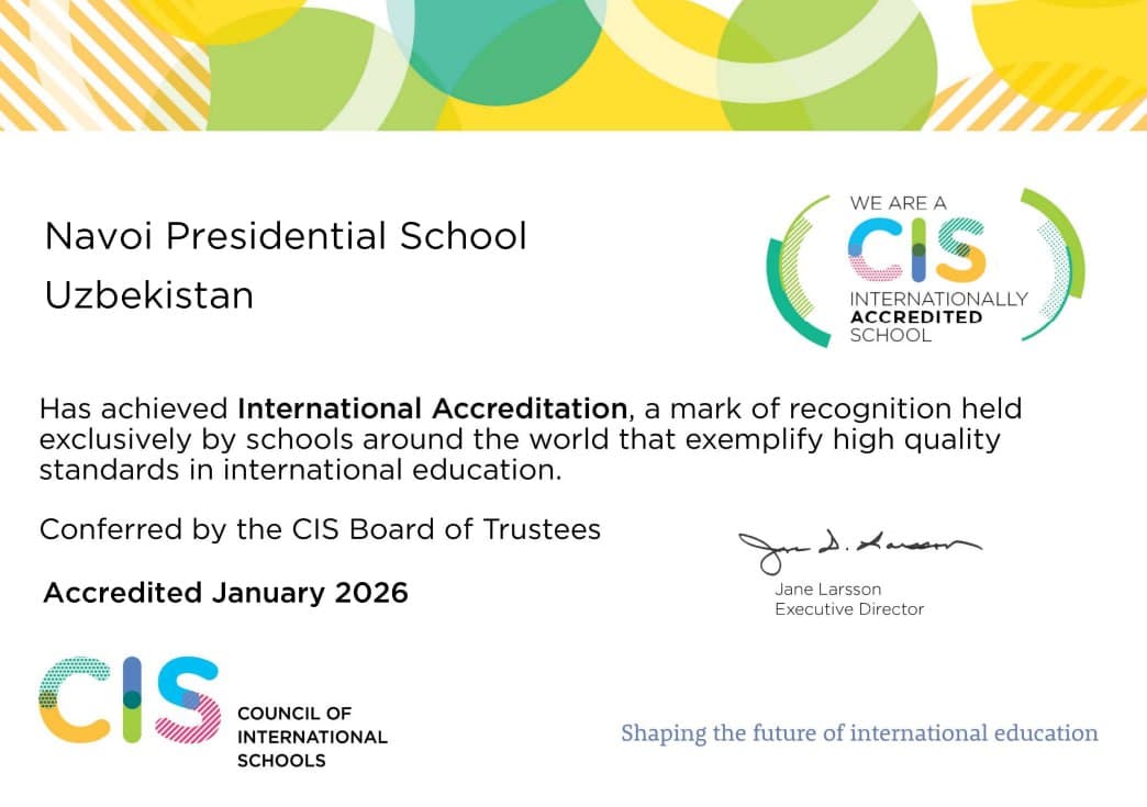 Navoiy shahridagi Prezident maktabi xalqaro akkreditatsiyadan o‘tdi