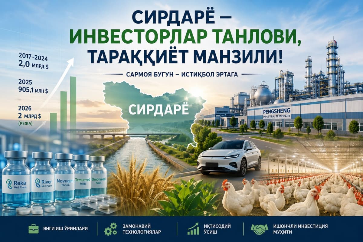 Sirdaryo — investorlar tanlovi, taraqqiyot manzili!