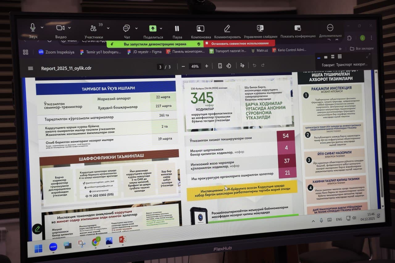 Транспорт вазирлиги ҳузуридаги Транспорт назорати инспекциясида Очиқ эшиклар куни ўтказилди