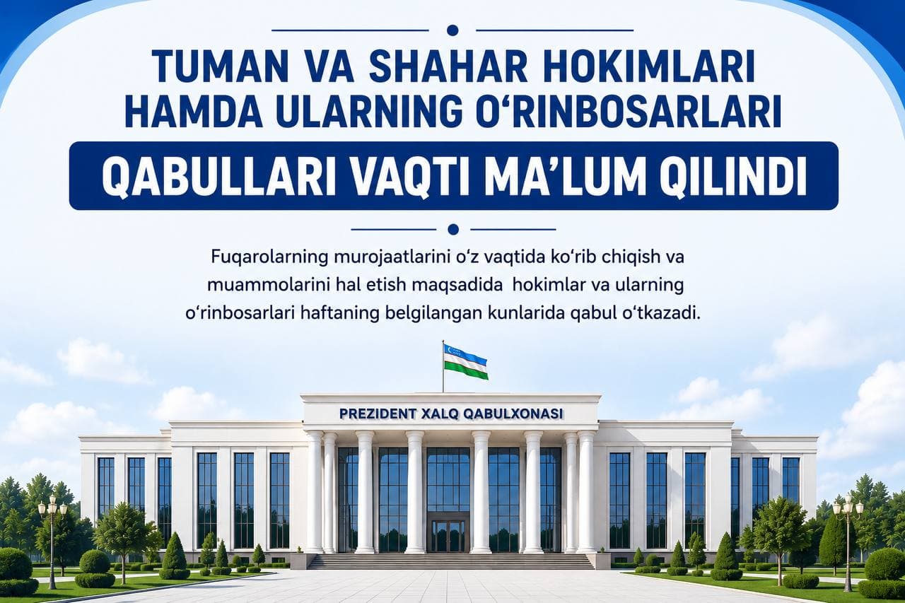 Toshkent viloyati tuman-shahar hokimlari vao‘rinbosarlarining shaxsiy qabullari