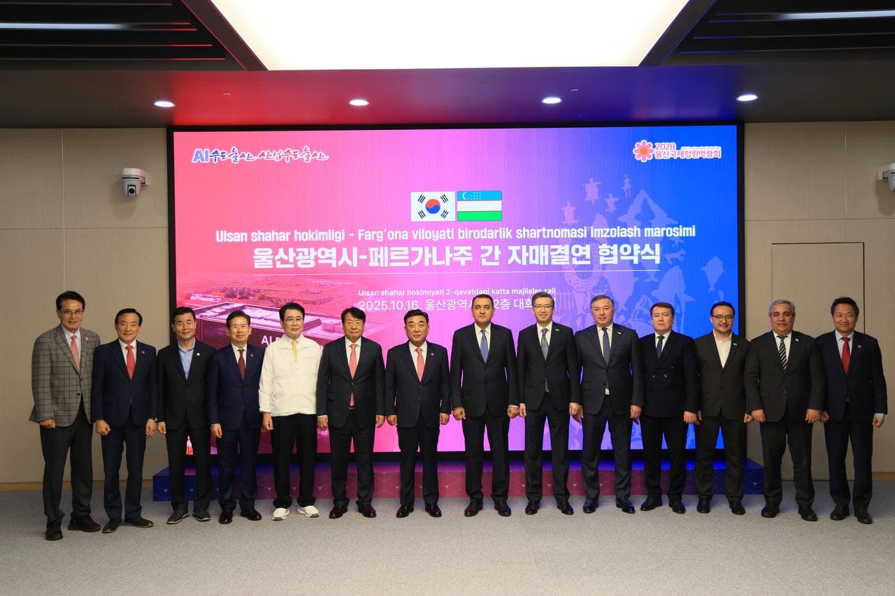 Фарғона вилояти ва Улсан шаҳри ўртасидаги ҳамкорлик барча соҳаларда жадал ривожлантирилади
