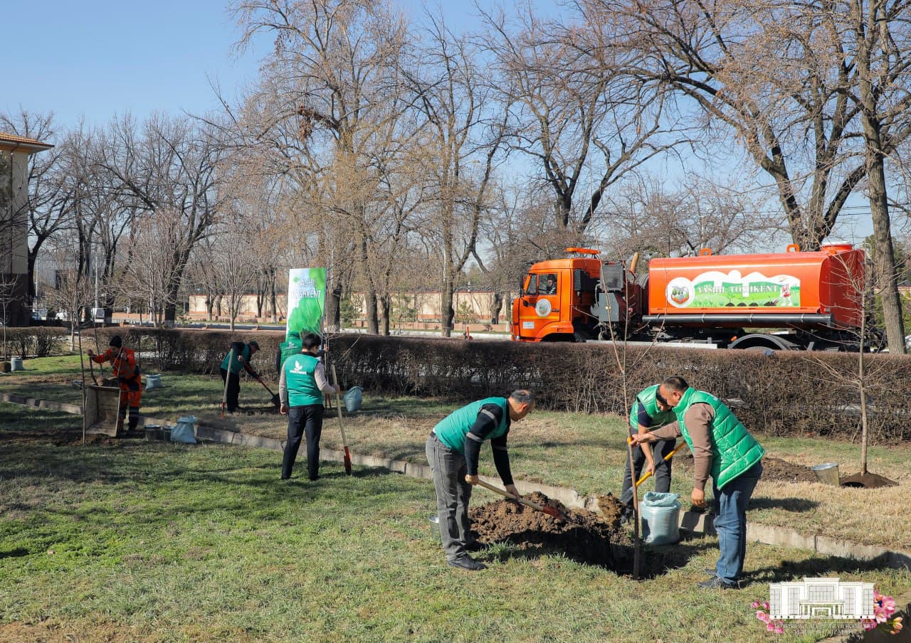 Сегодня, во всех регионах нашей страны проходит всенародный благотворительный хашар в целях подготовки к празднованию Навруза, а также благоустройства.