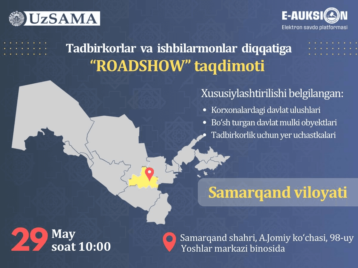 Samarqand viloyati tadbirkorlar va ishbilarmonlar diqqatiga!