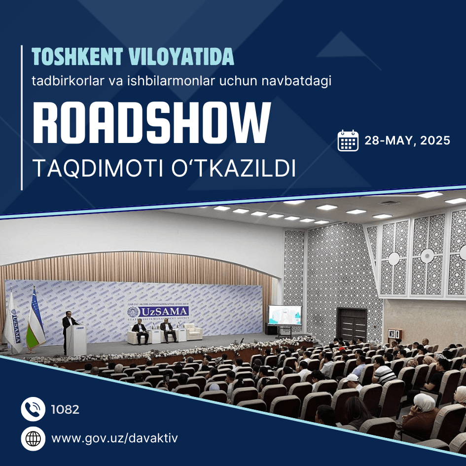 Toshkent viloyatida tadbirkorlar va ishbilarmonlar uchun navbatdagi “Roadshow” taqdimoti oʻtkazildi